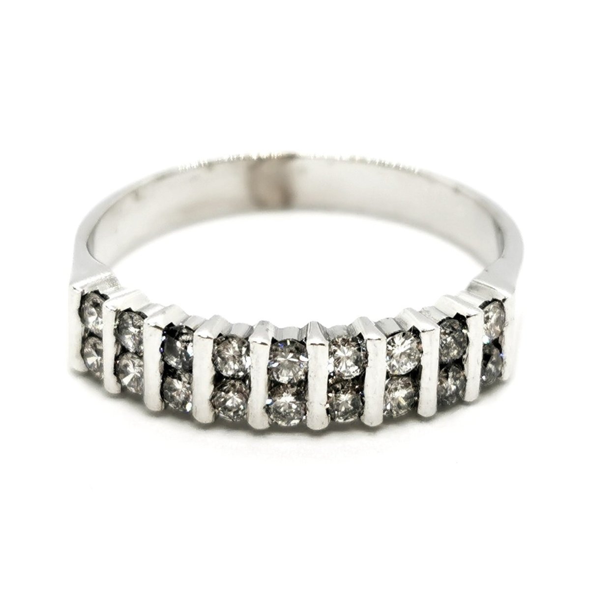 Bague Demi alliance Or blanc Diamant - Castafiore