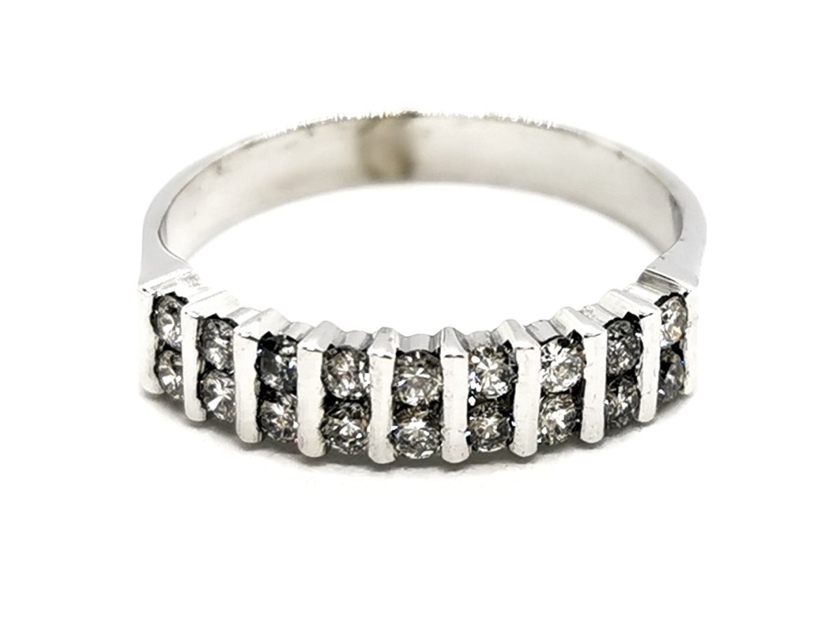 Bague Demi alliance Or blanc Diamant - Castafiore