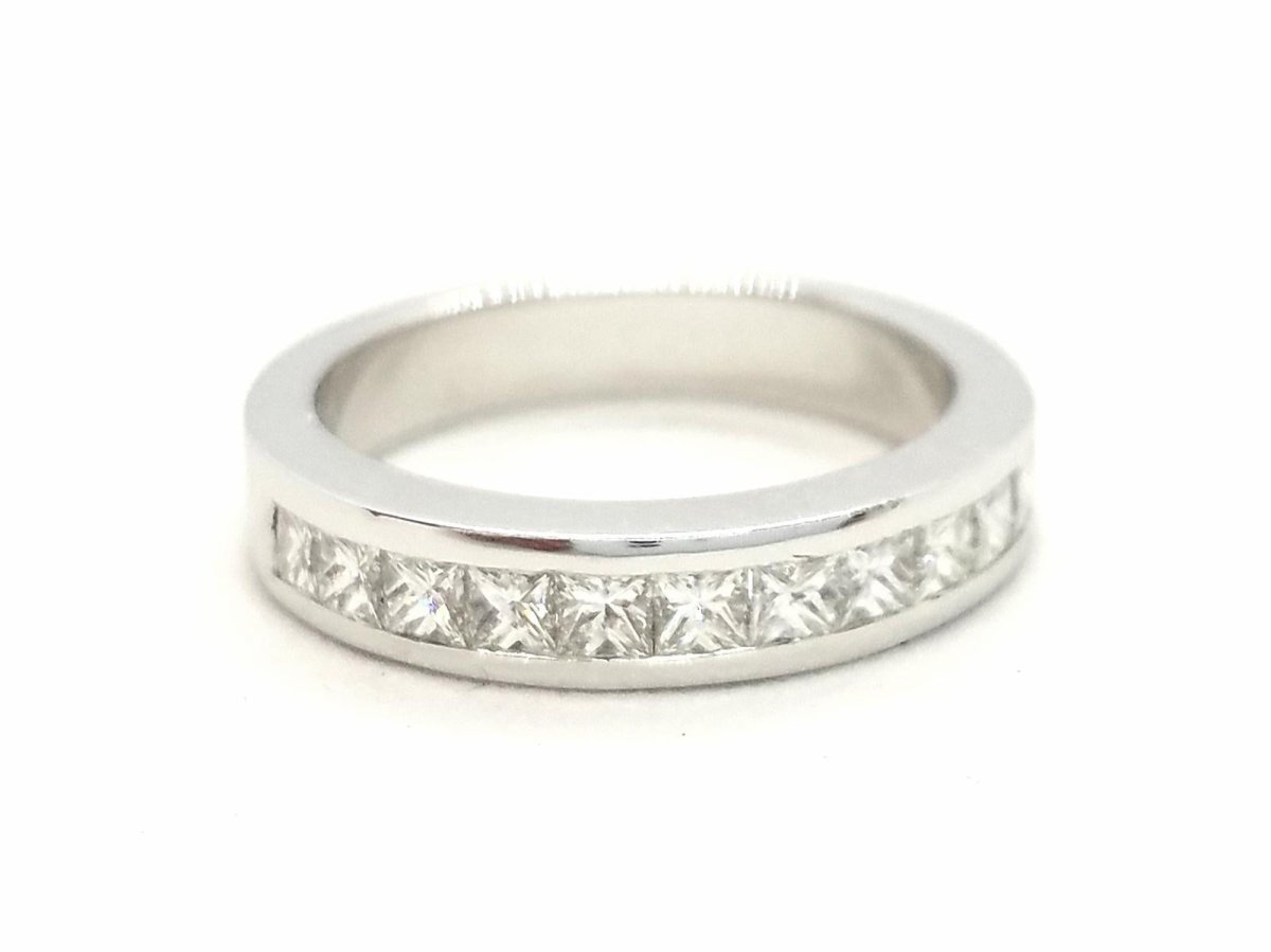 Bague Demi alliance Or blanc Diamant - Castafiore