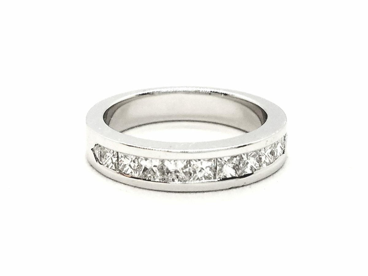 Bague Demi alliance Or blanc Diamant - Castafiore