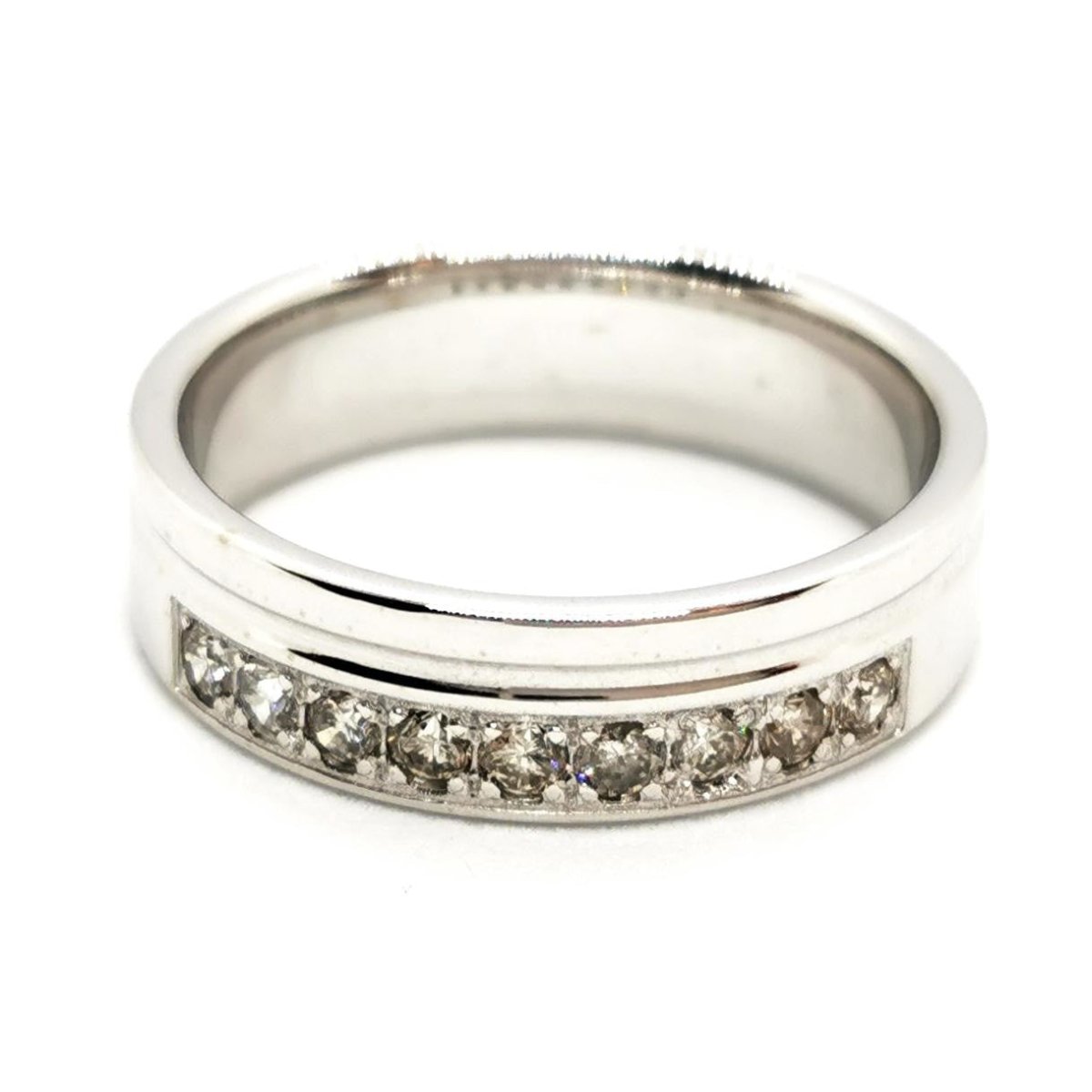 Bague Demi alliance Or blanc Diamant - Castafiore