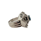 Bague dentelle en platine, saphir et diamants - Castafiore