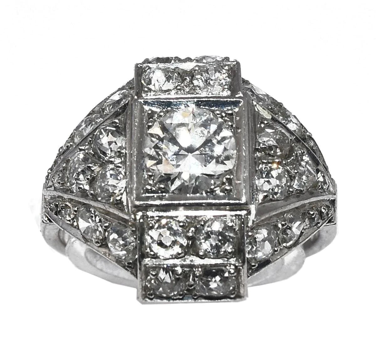 Bague des années 30 Art déco en platine - Castafiore