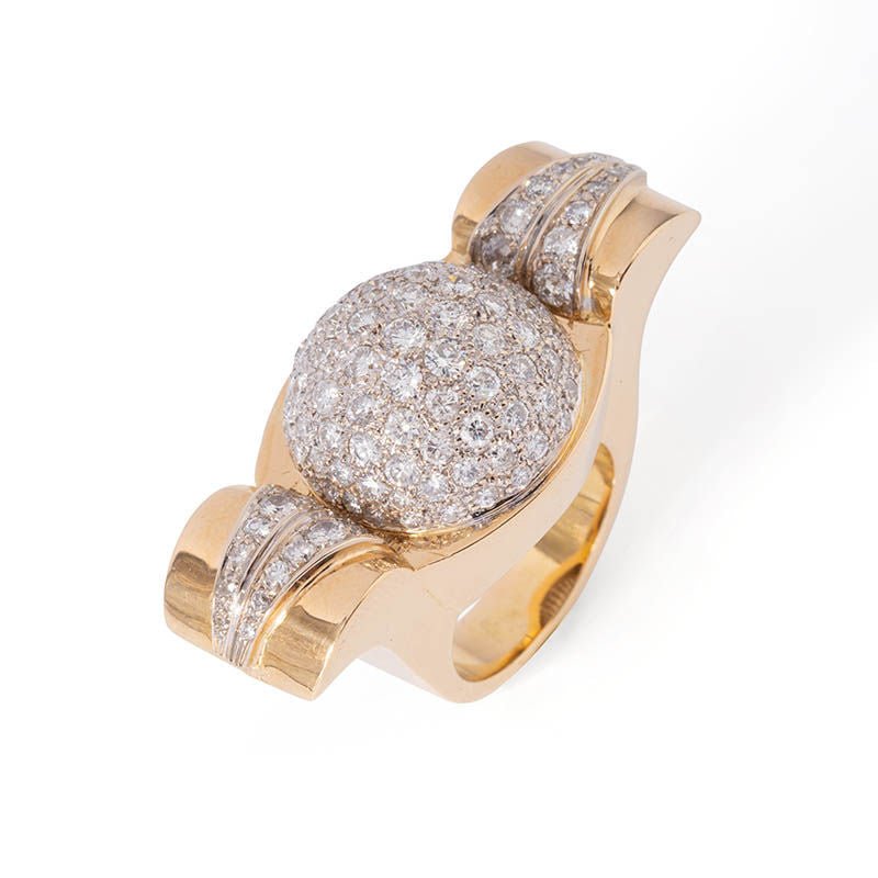 Bague des Années 40 en or jaune et diamants - Castafiore