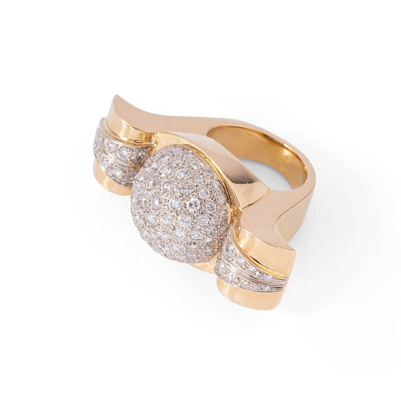 Bague des Années 40 en or jaune et diamants - Castafiore