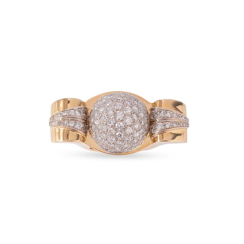 Bague des Années 40 en or jaune et diamants - Castafiore