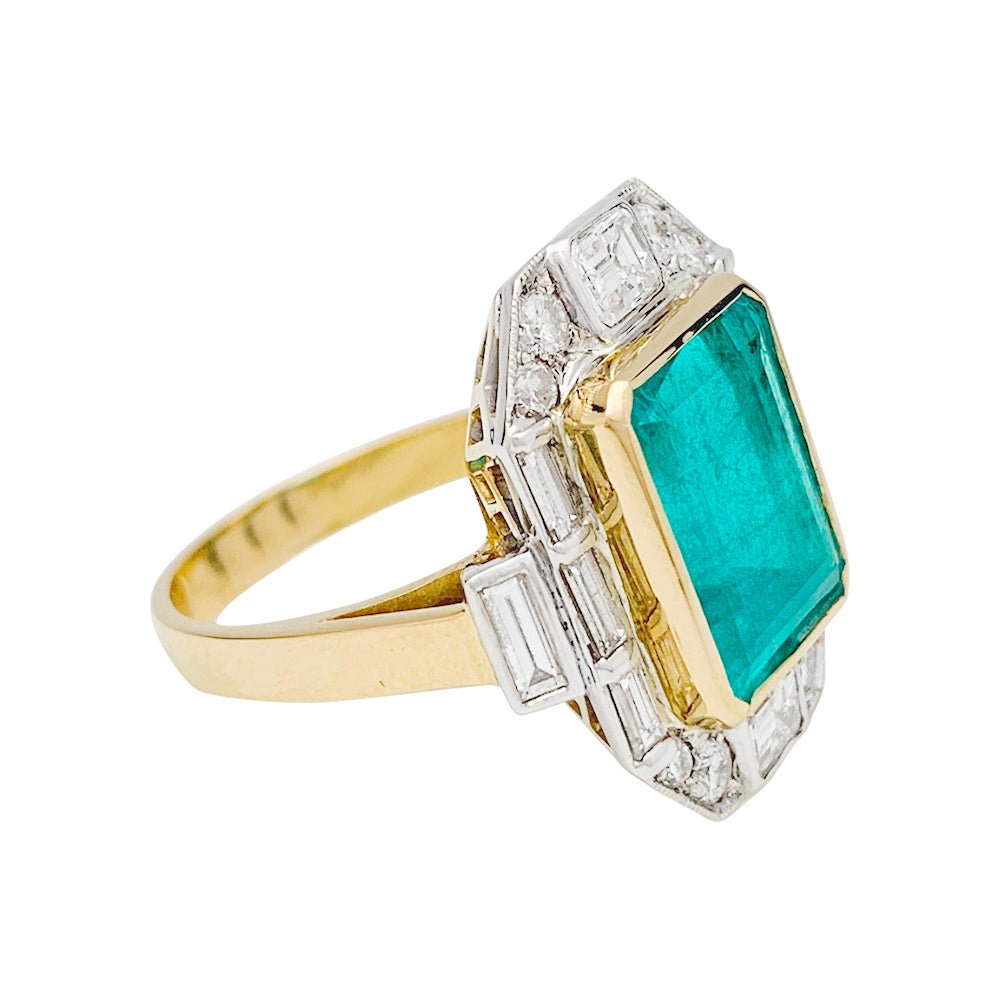 Bague deux ors émeraude et diamants - Castafiore