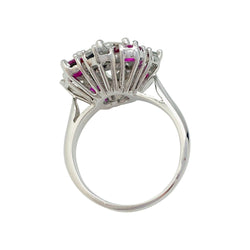 Bague diamant 2,22 carats à entourage diamants et rubis - Castafiore