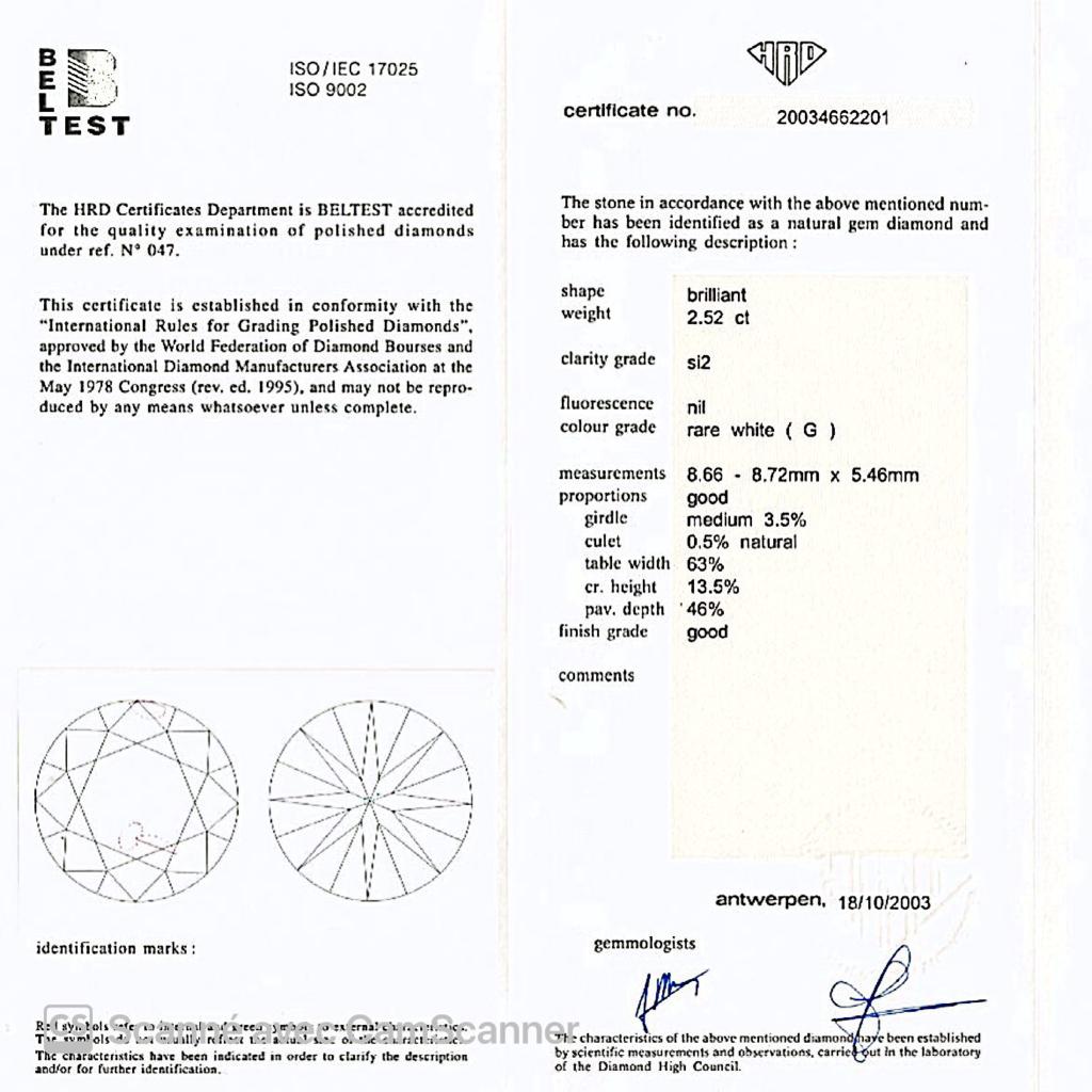 Bague diamant 2,52 carats, en or blanc - Castafiore