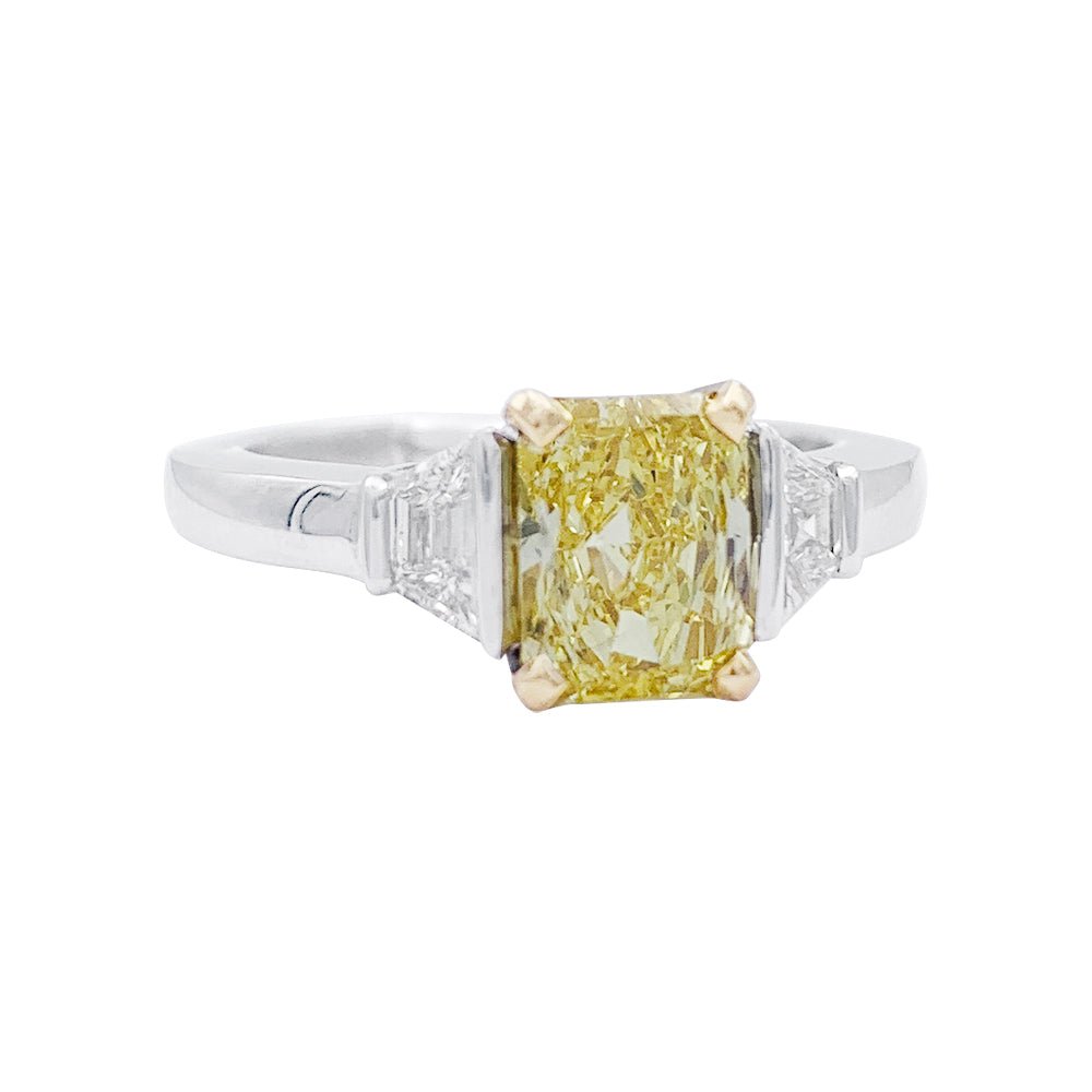 Bague diamant Fancy Intense Yellow, deux ors - Castafiore