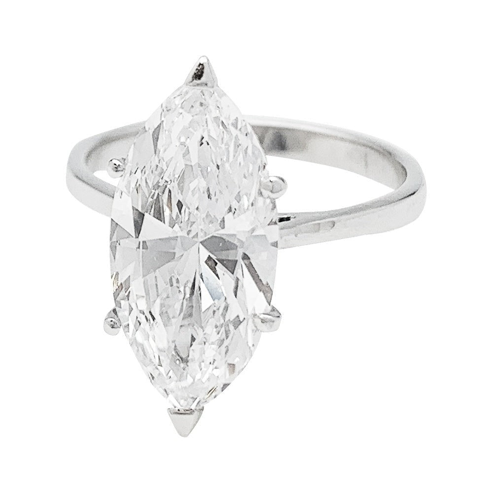 Bague diamant navette de 2,94 carats, D-VS2 - Castafiore