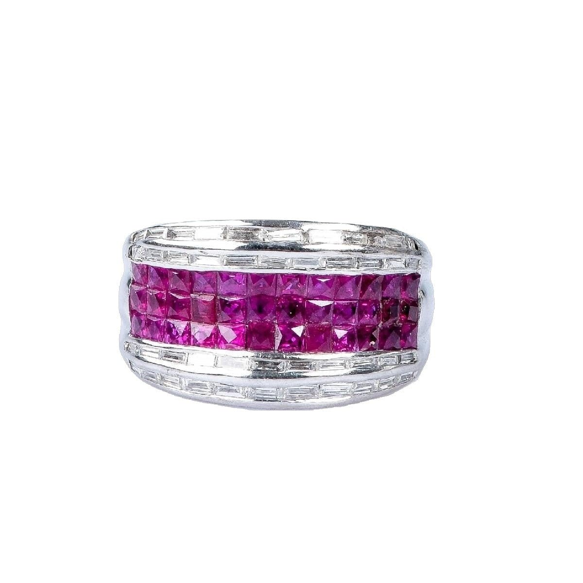 Bague diamant rubis en or blanc 18 carats - Castafiore