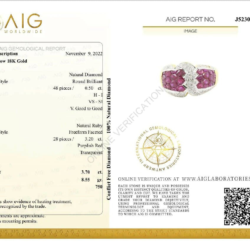 Bague diamant rubis en or jaune 18 carats - Castafiore