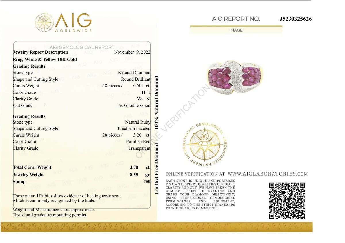 Bague diamant rubis en or jaune 18 carats - Castafiore