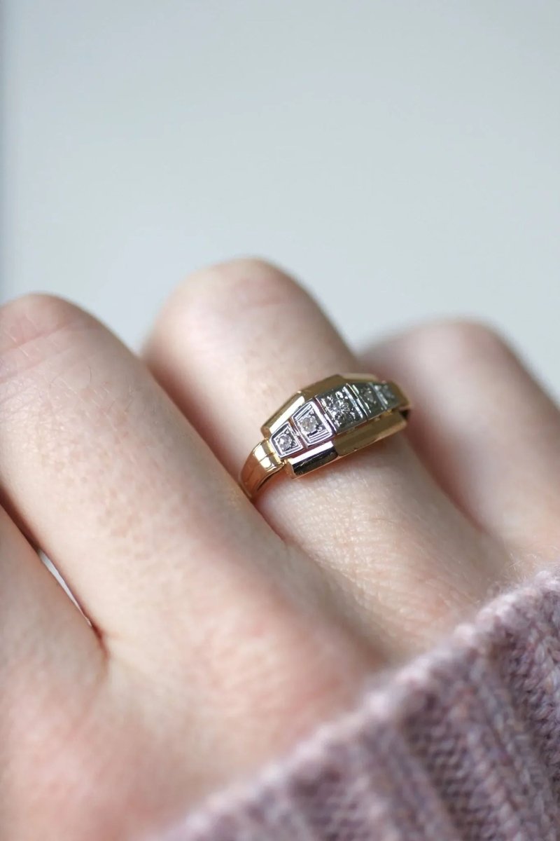 Bague diamants Art Déco bandeau - Castafiore