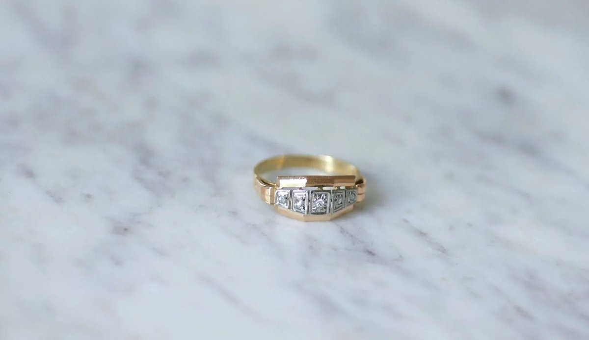 Bague diamants Art Déco bandeau - Castafiore