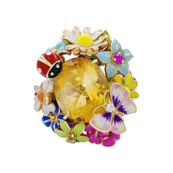 Bague Dior, "Diorette", citrine, laque, or jaune - Castafiore