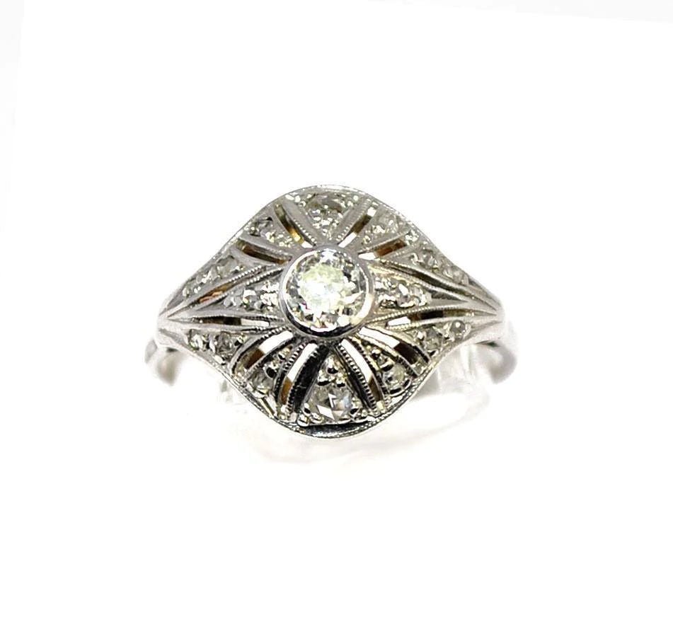 Bague dôme 1930 or gris - Castafiore