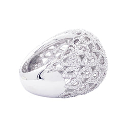 Bague dôme BUCHERER "Lacrima" or blanc et diamants - Castafiore