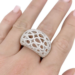 Bague dôme BUCHERER "Lacrima" or blanc et diamants - Castafiore