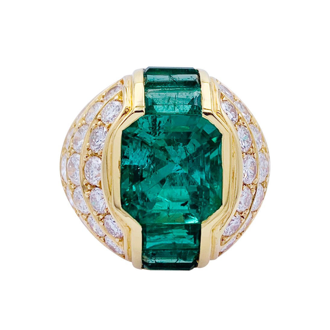 Bague dôme émeraudes, diamants - Castafiore