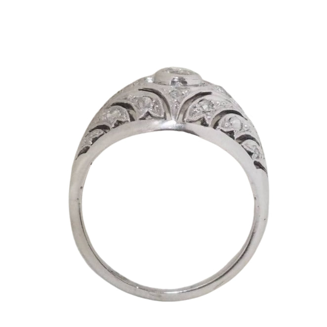 Bague Dôme en or blanc et platine - Castafiore