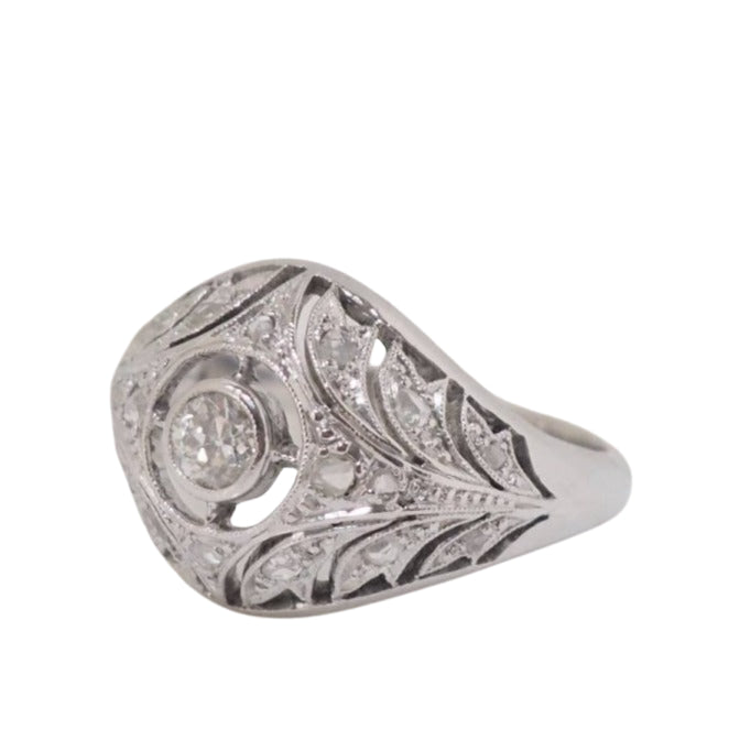 Bague Dôme en or blanc et platine - Castafiore