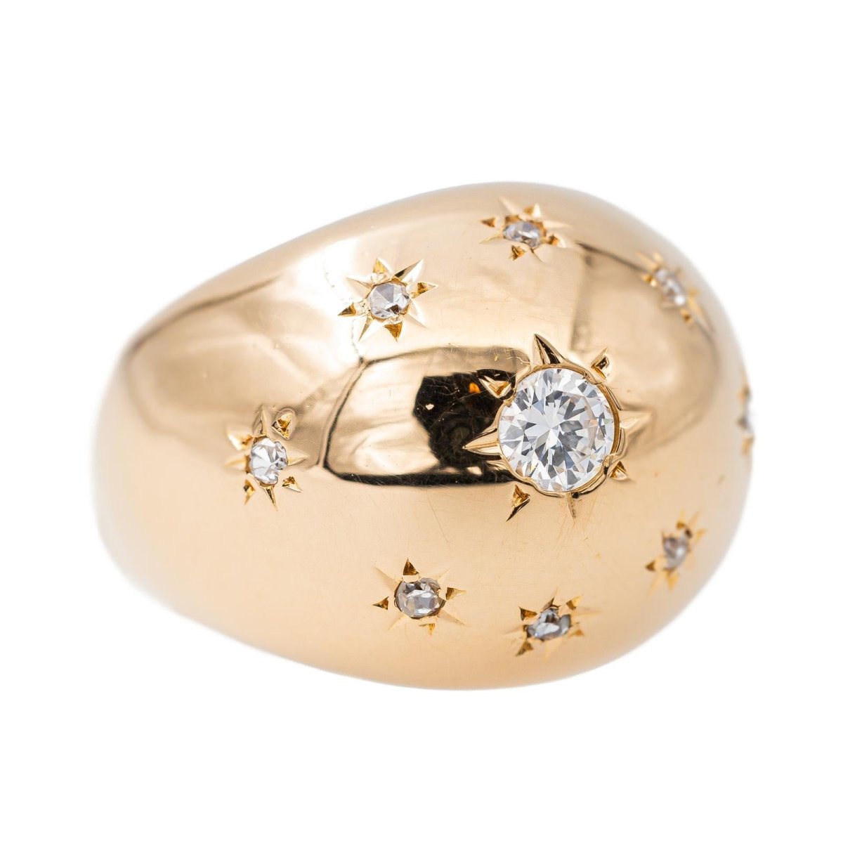 Bague Dôme en or rose et diamants - Castafiore