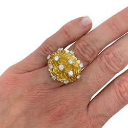 Bague dôme or jaune, platine et diamants - Castafiore