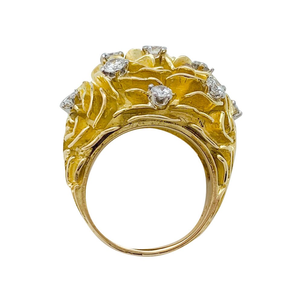 Bague dôme or jaune, platine et diamants - Castafiore