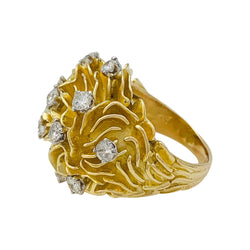 Bague dôme or jaune, platine et diamants - Castafiore