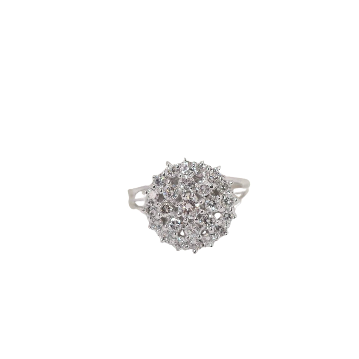 Bague double entourage en or blanc et diamants - Castafiore