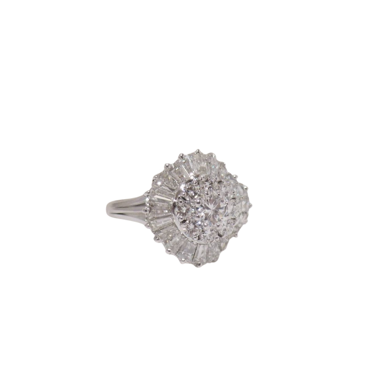 Bague double entourage en or blanc et diamants - Castafiore