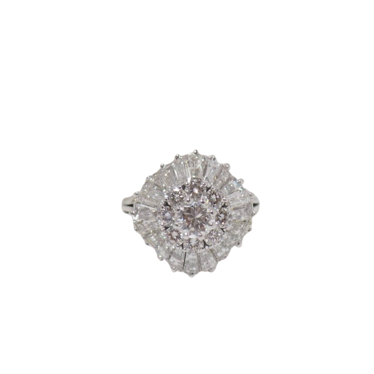 Bague double entourage en or blanc et diamants - Castafiore