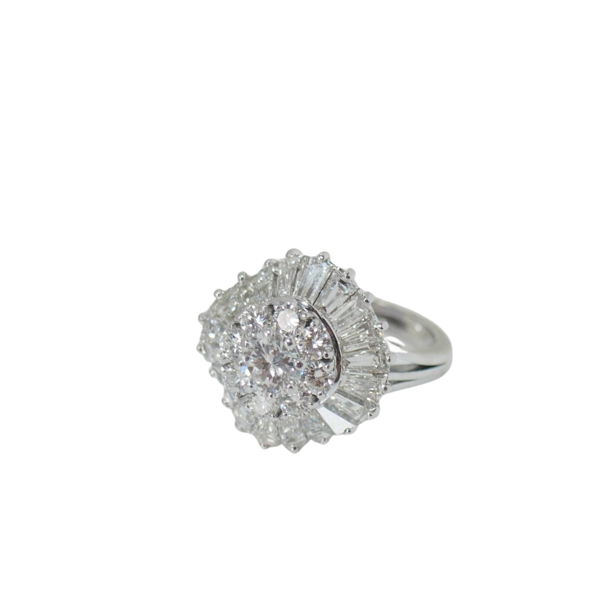 Bague double entourage en or blanc et diamants - Castafiore