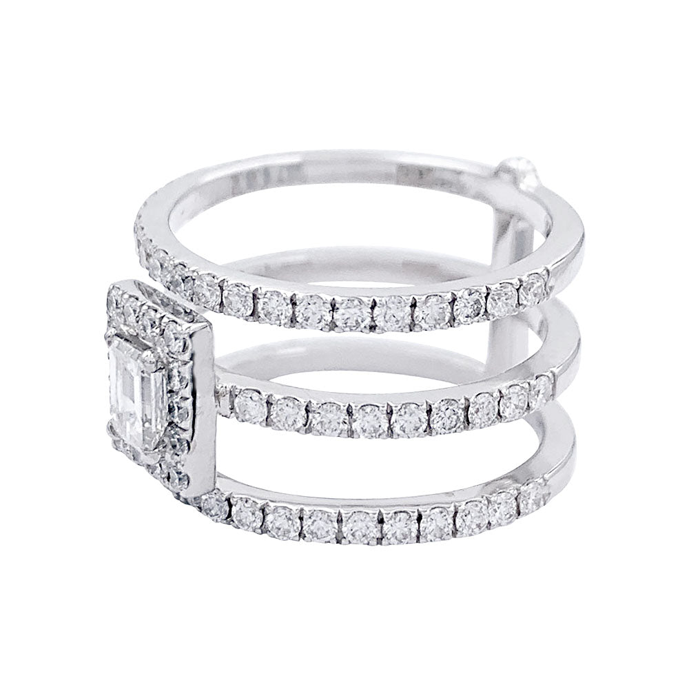 Bague Edouard Nahum, "Trilogie Emeraude", diamants, or blanc - Castafiore