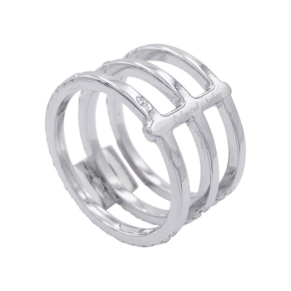 Bague Edouard Nahum, "Trilogie Emeraude", diamants, or blanc - Castafiore