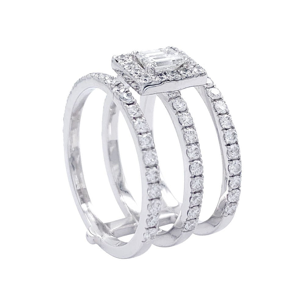 Bague Edouard Nahum, "Trilogie Emeraude", diamants, or blanc - Castafiore