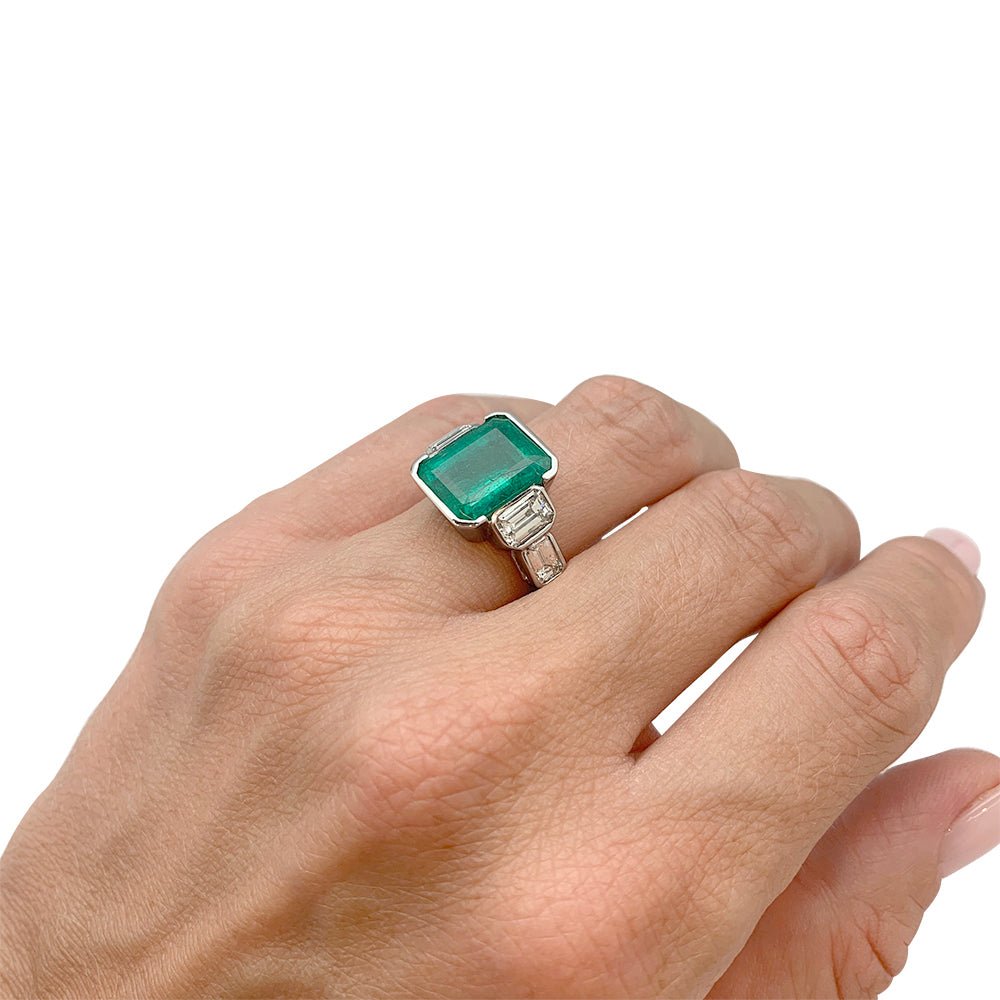 Bague émeraude or blanc, diamants - Castafiore