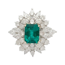 Bague émeraude or blanc, diamants - Castafiore