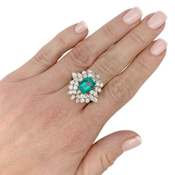 Bague émeraude or blanc, diamants - Castafiore