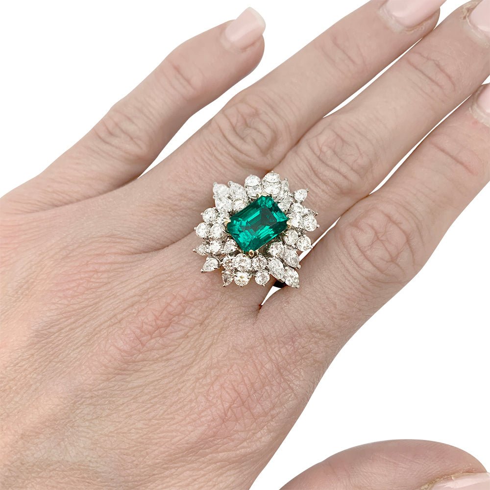 Bague émeraude or blanc, diamants - Castafiore