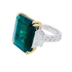 Bague émeraude or blanc, diamants - Castafiore