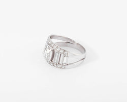 Bague en diamant et platine forme bandeau - Castafiore