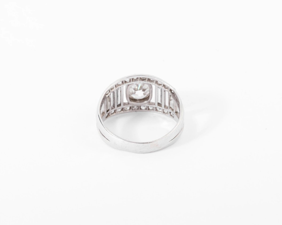 Bague en diamant et platine forme bandeau - Castafiore