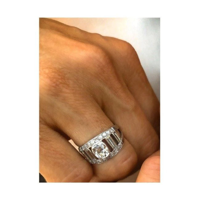 Bague en diamant et platine forme bandeau - Castafiore