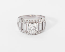 Bague en diamant et platine forme bandeau - Castafiore