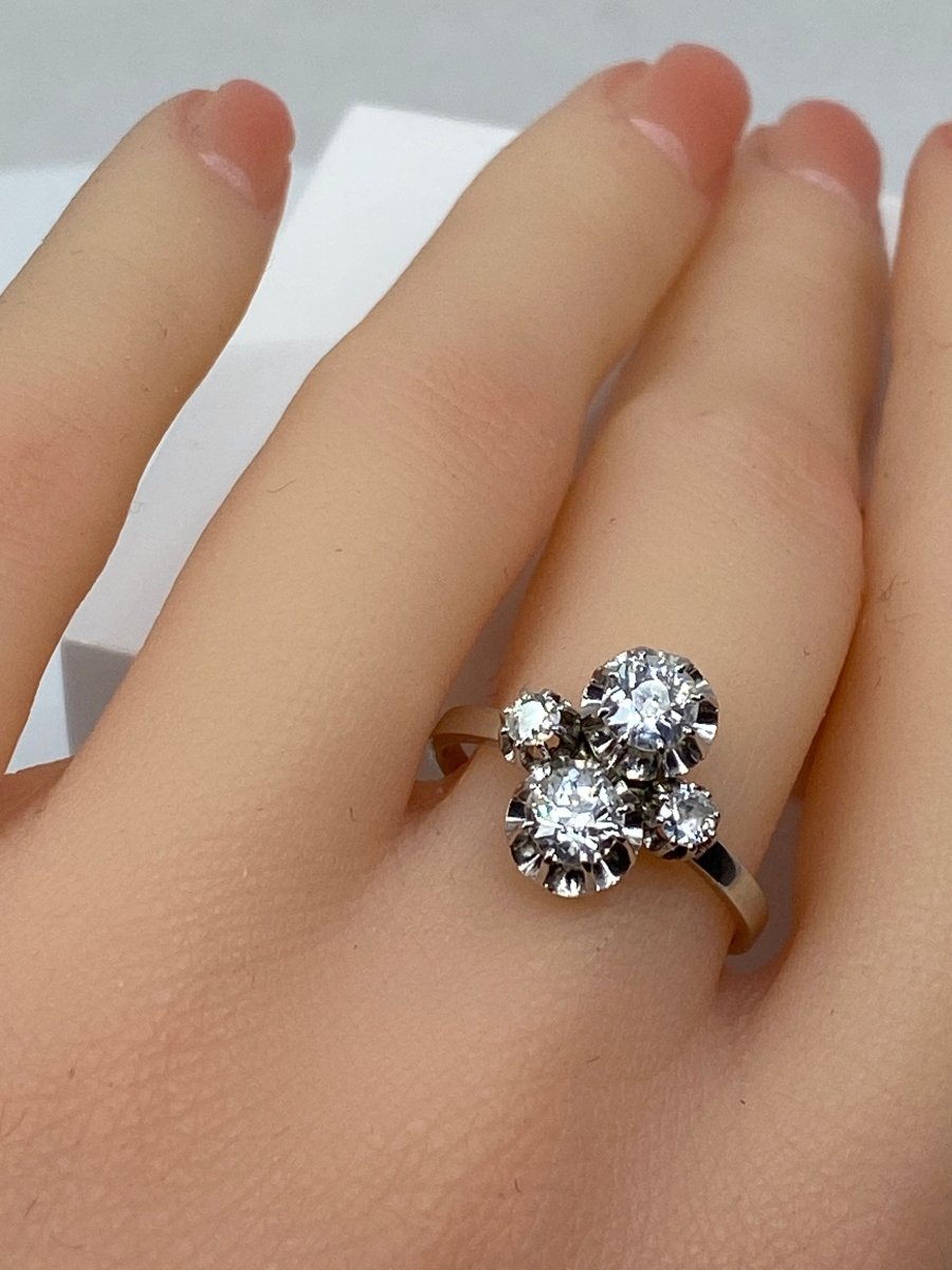 18-karat gold and platinum ring, you and me, set with diamonds