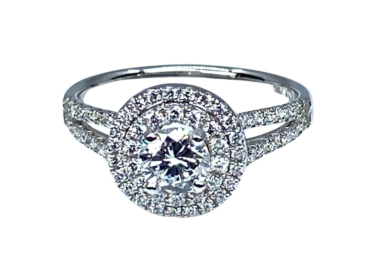 Bague en or blanc 18 carat , diamant 0,40 carat couleur E - Castafiore