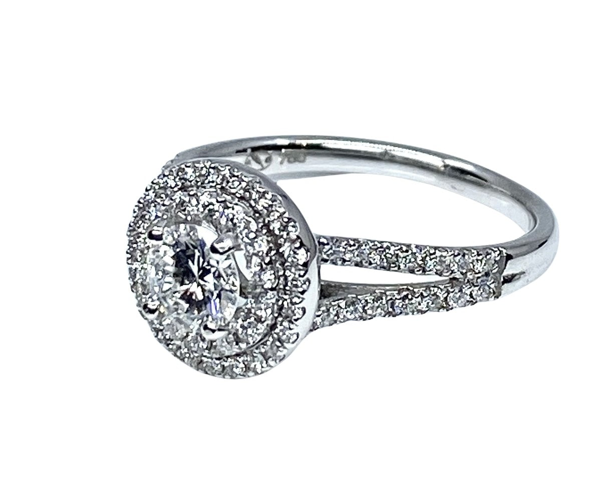 Bague en or blanc 18 carat , diamant 0,40 carat couleur E - Castafiore